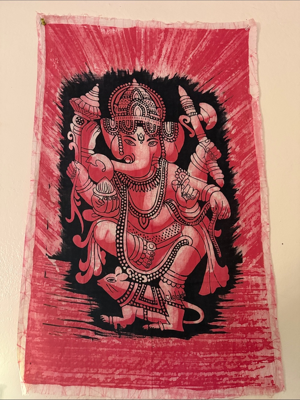 Pink Ganesha Wall Tapestry - Decorative Home Wall Art